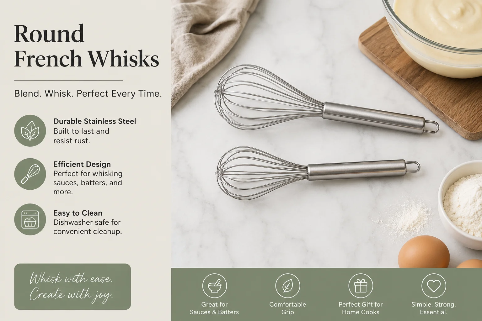 Round French Whips / Whisk