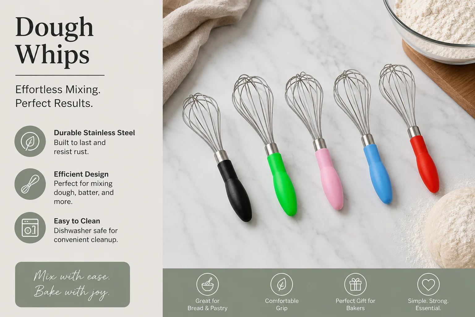 Dolphin Whips / Whisk Nylon Colour Handle
