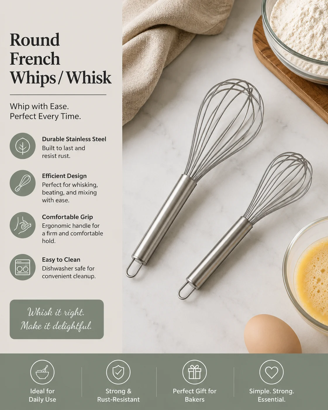 Round French Whips / Whisk