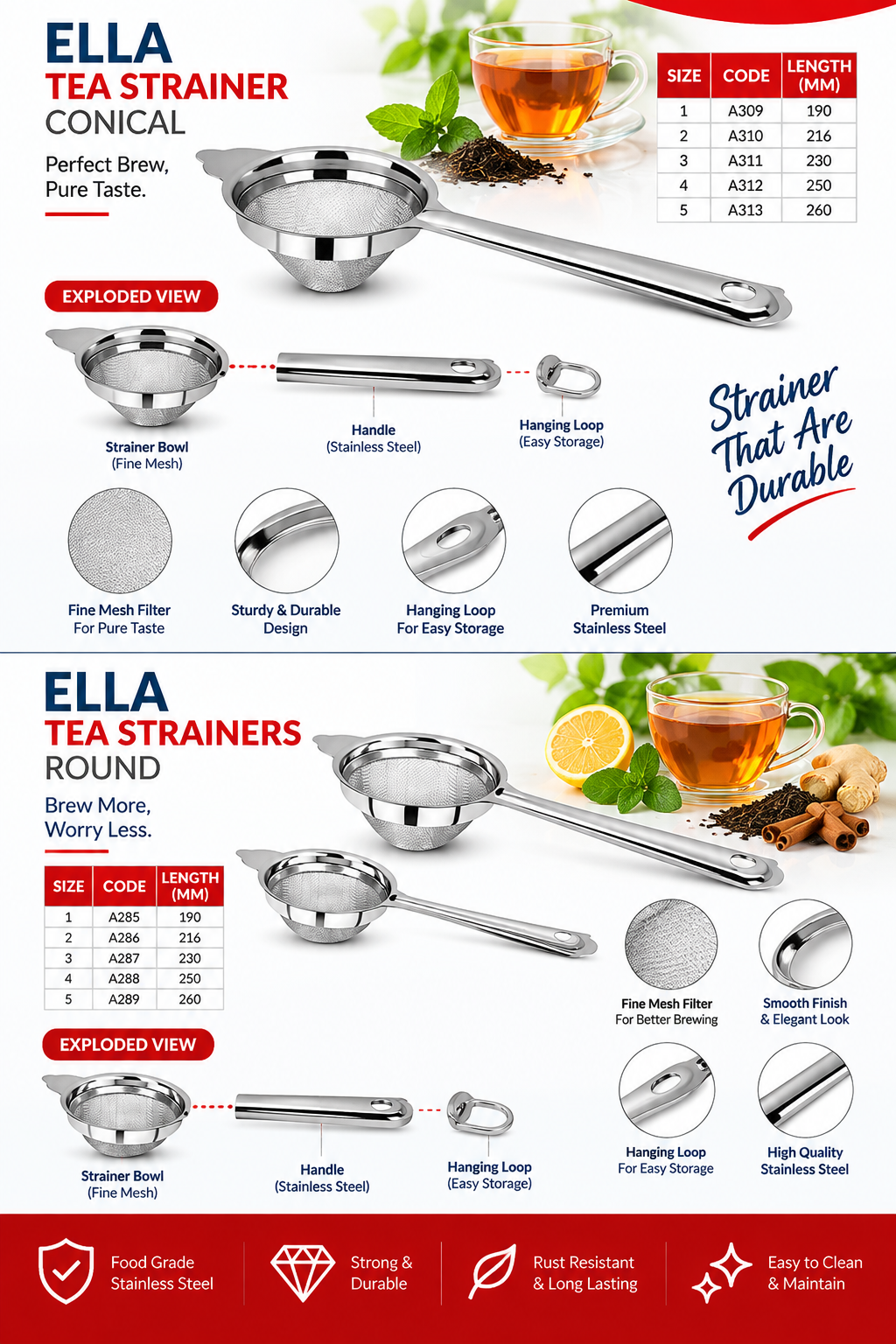 ELLA TEA STRAINER(CONICAL)